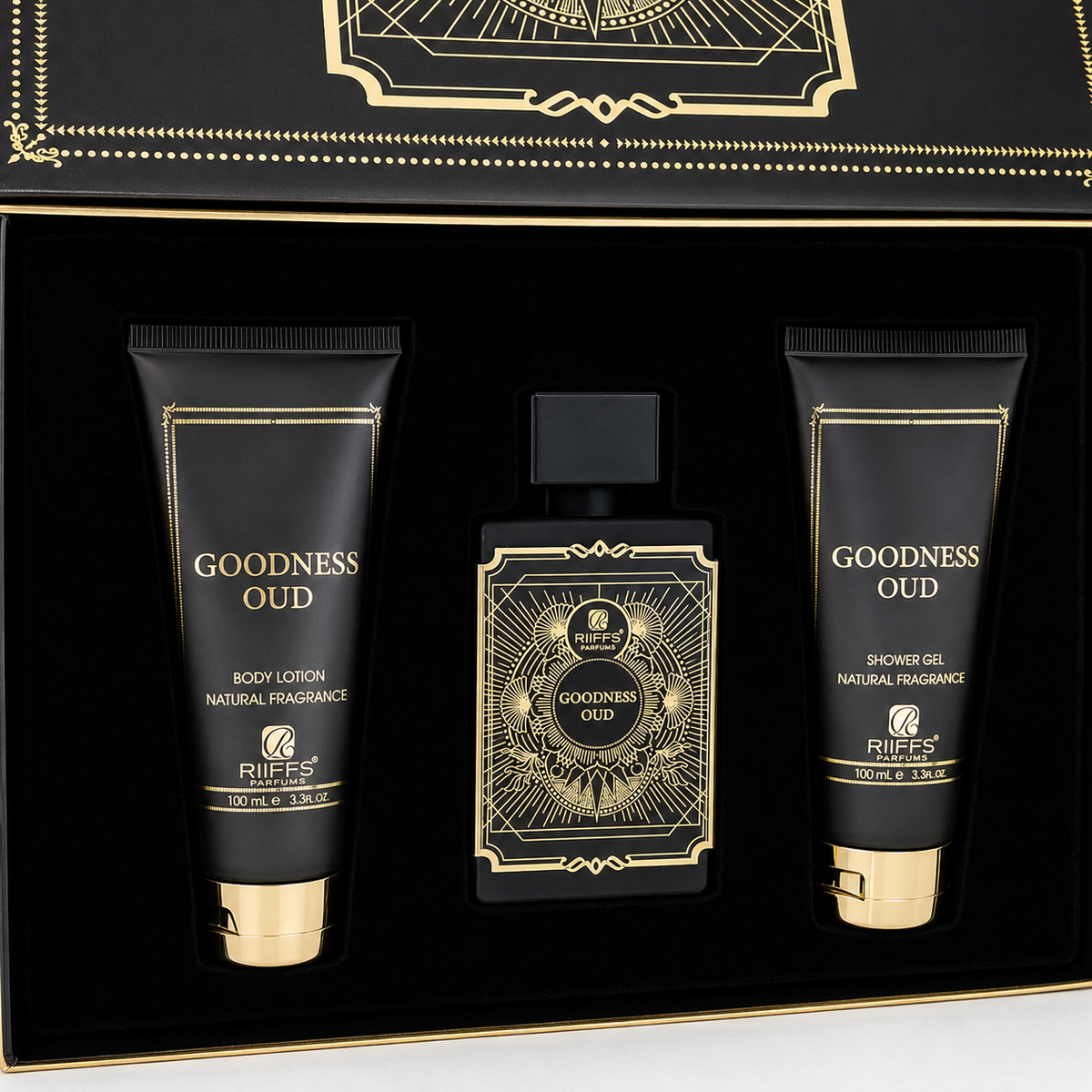 Kit Goodness Oud + Gel de banho e Hidratante